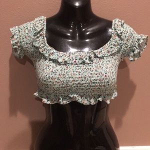 Wild Honey Ruffled Floral Crop Top